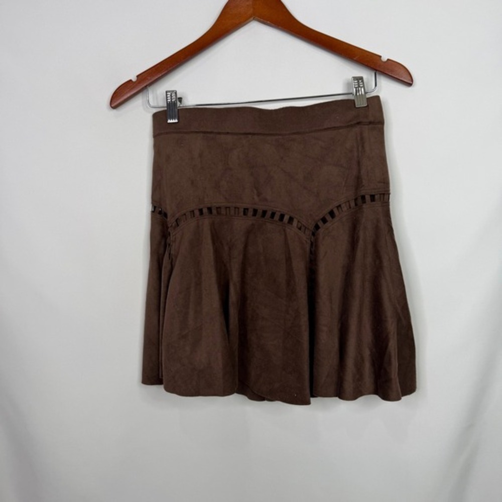 Skies are Blue Mina Suede Mini Skirt Women‎ Size S Brown NWT - Picture 5 of 7